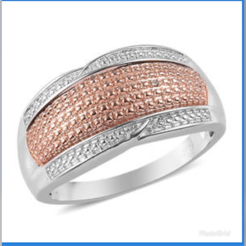 Champagne Dia Accent Ring in ION Plated 18K RG - Picture 1 of 9